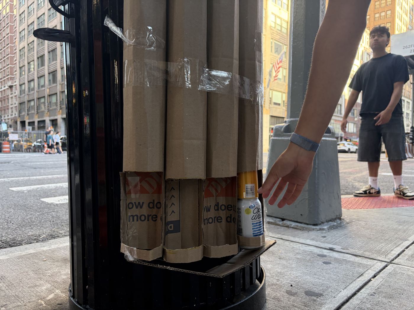 Close view of the take-out window at the base of the tubes
